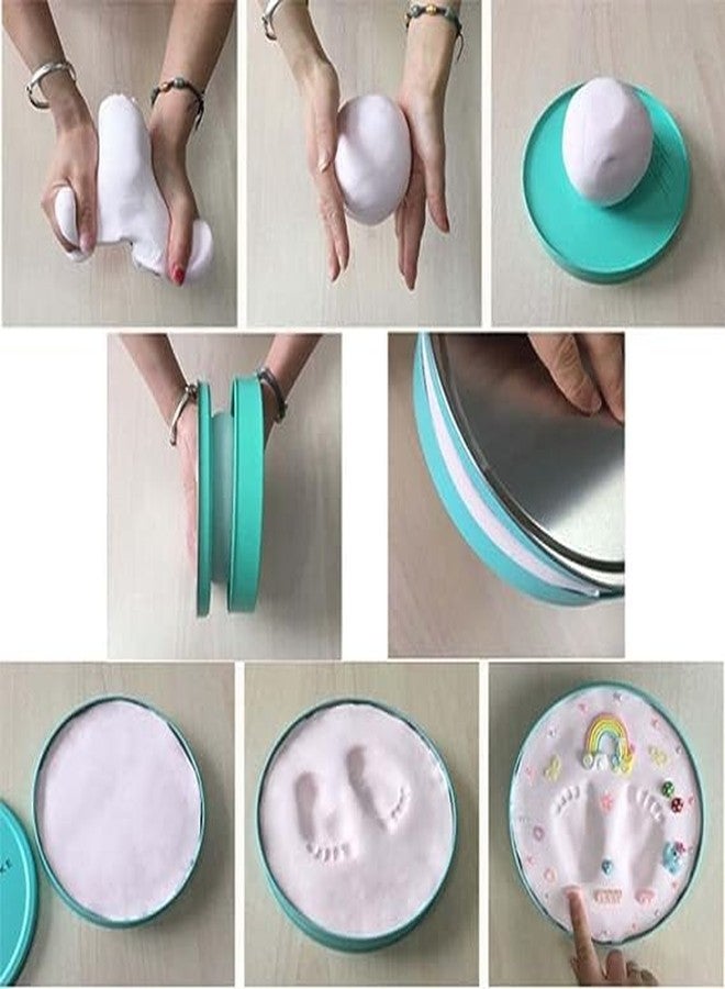 ماما ميا مجموعة تذكارية من الطين لبصمات أيدي وأقدام الأطفال الرضع (أزرق) (أزرق) - Image 5